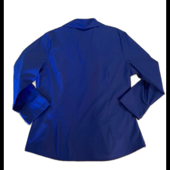 Riders by Lee Women’s Blouse Button Down Size Large Blue Fitted Business Work - Picture 2 of 10